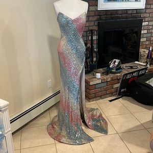 New Jovani Sequined strapless gown